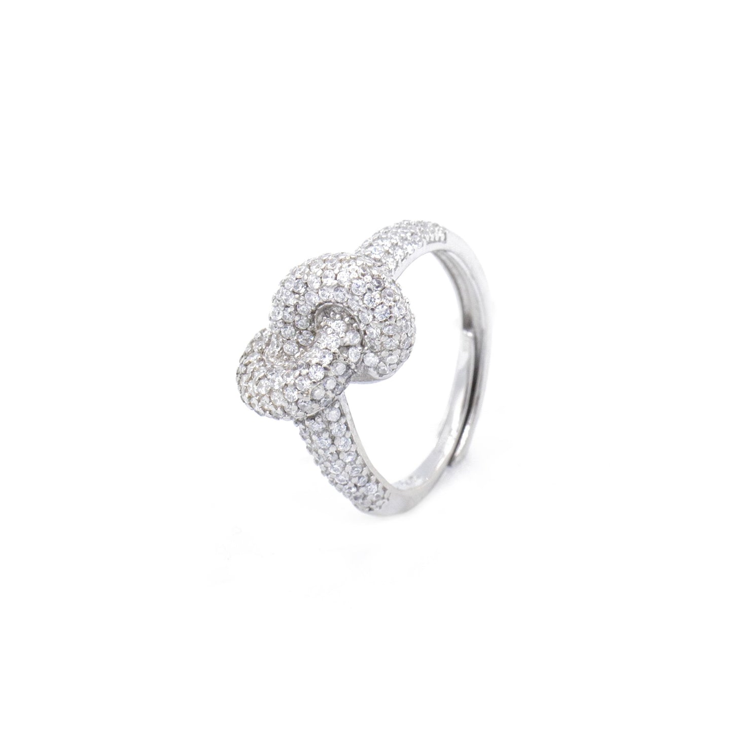 Anello da Donna a Fantasia Nodo con Zirconi Bianchi in Argento 925