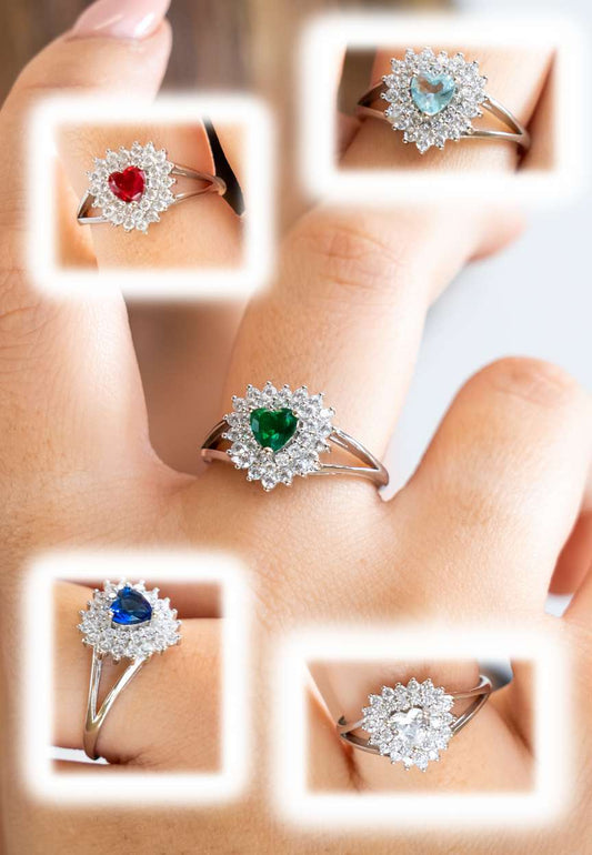 Anello da Donna Modello Kate con Zircone centrale forma a Cuore in Argento 925