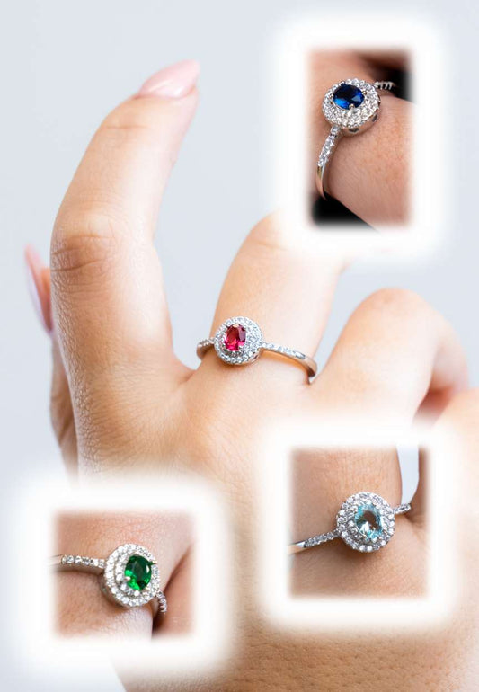 Anello da Donna Modello Kate con Zircone centrale forma Ovale in Argento 925