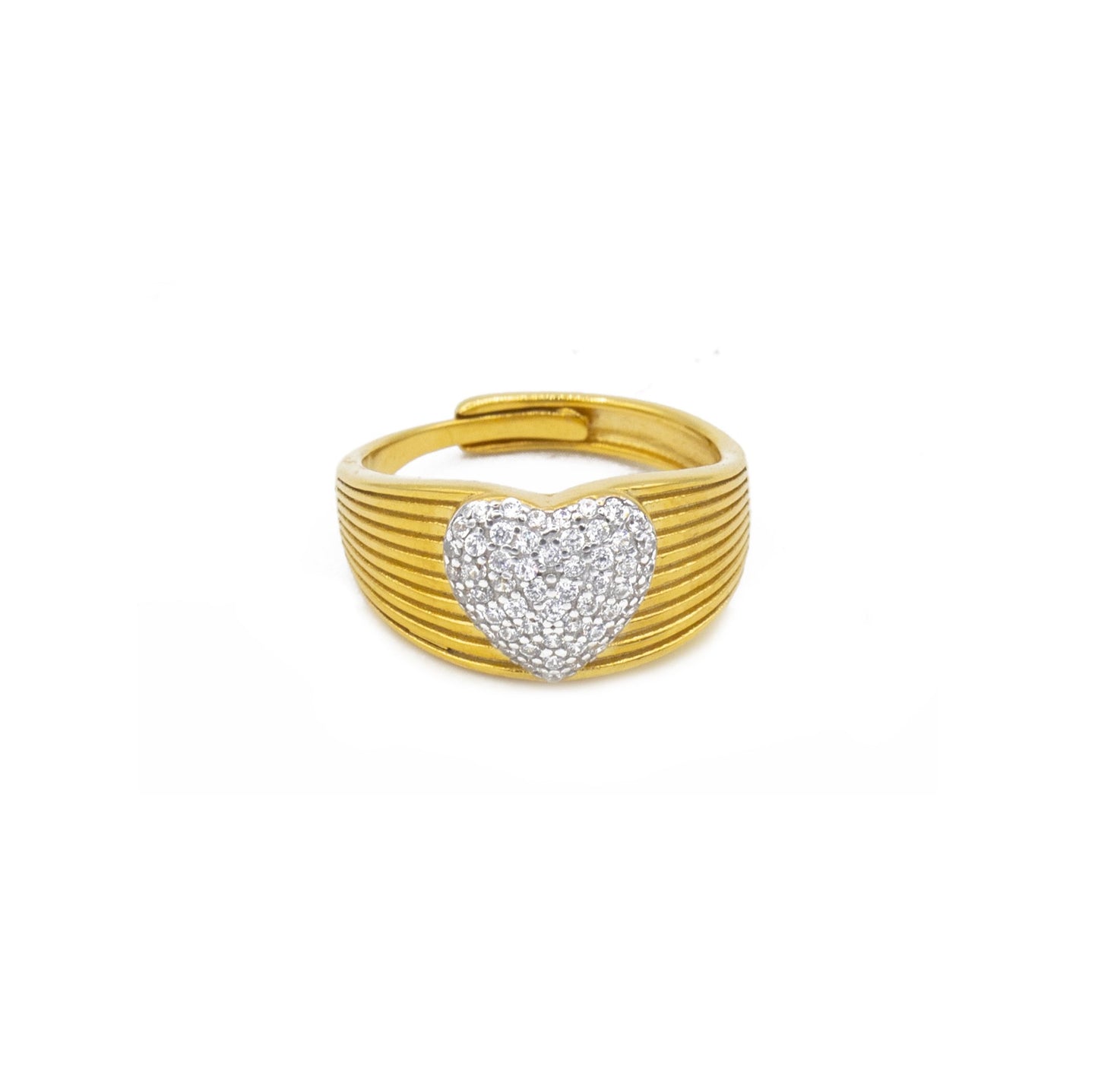 Anello Donna Cuore di Pavé Zirconi Bianchi - Gioielli Sant'Oro