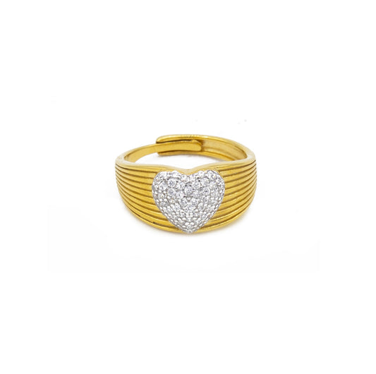 Anello Donna Cuore di Pavé Zirconi Bianchi - Gioielli Sant'Oro