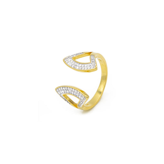 Anello da Donna Modello Fantasia Contrarié di Pavé di Zircone Bianco in Argento 925