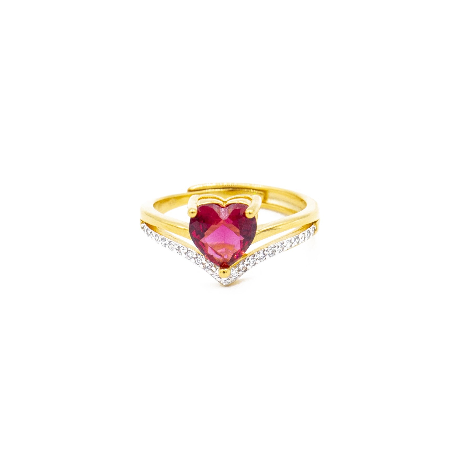 Anello Donna Zircone Cuore Rosso - Gioielli Sant'Oro