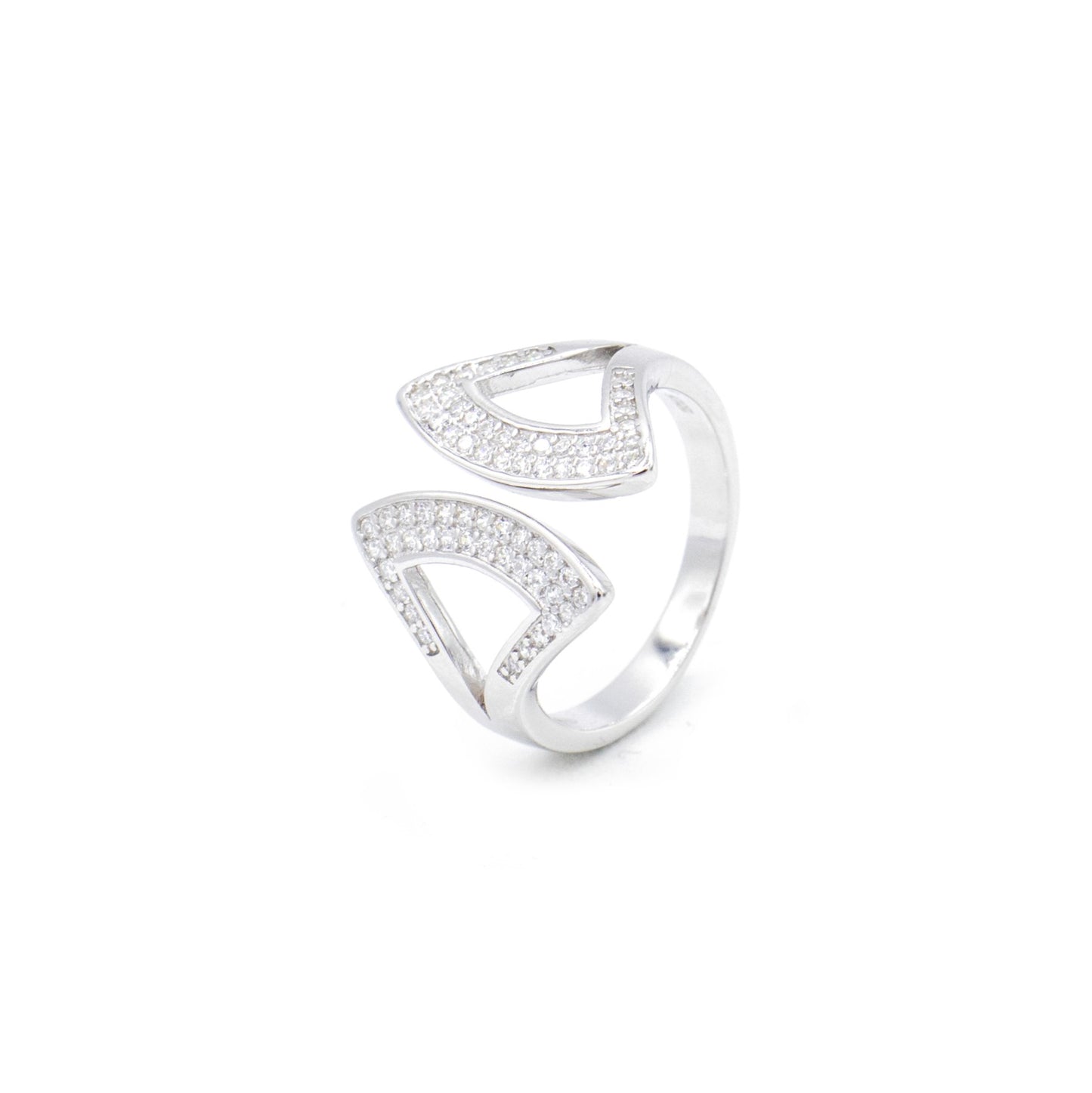 Anello da Donna Modello Fantasia Contrarié di Pavé di Zircone Bianco in Argento 925