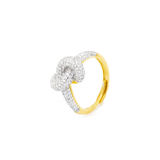 Anello da Donna a Fantasia Nodo con Zirconi Bianchi in Argento 925