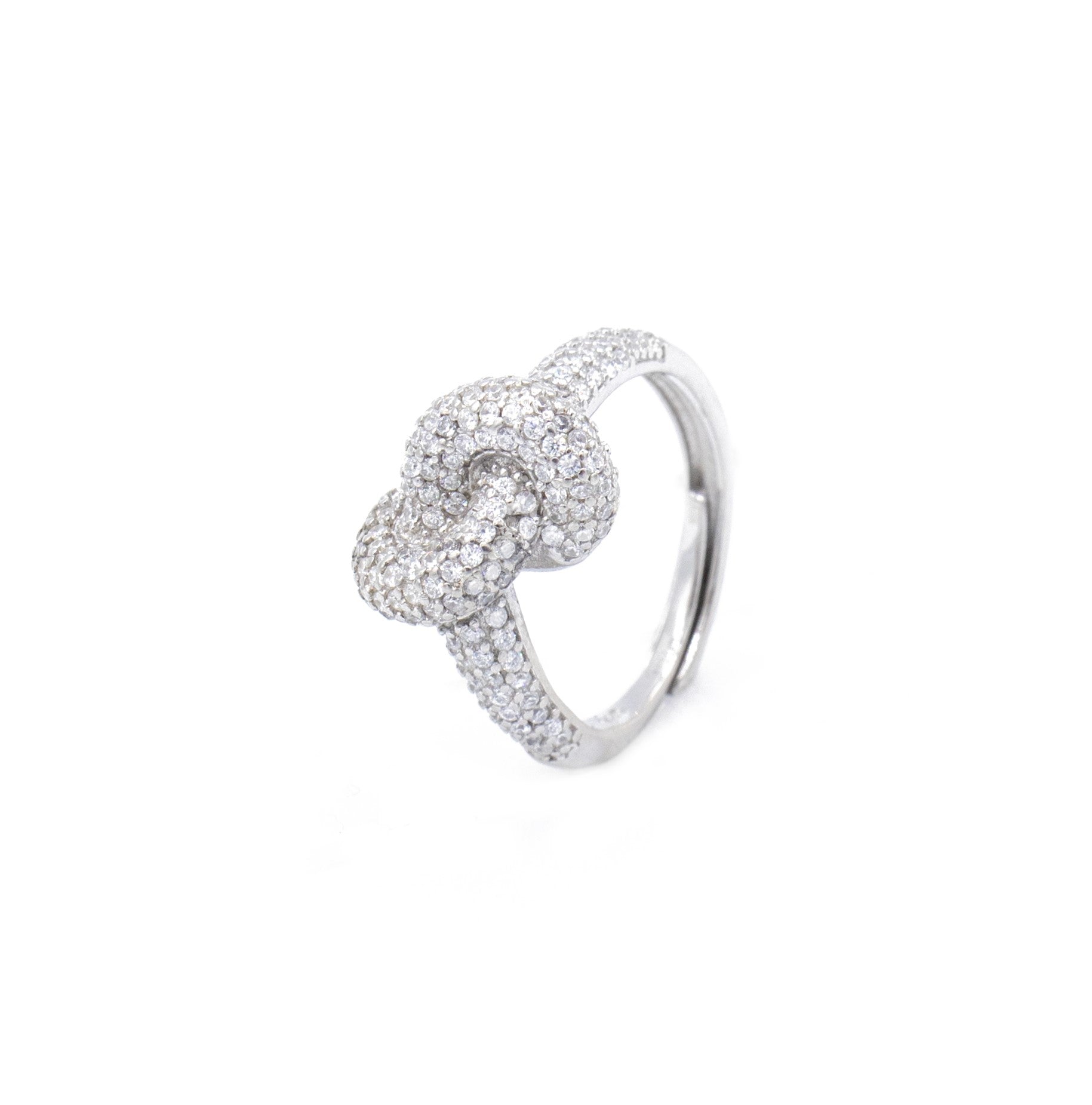 Anello da Donna a Fantasia Nodo con Zirconi Bianchi in Argento 925