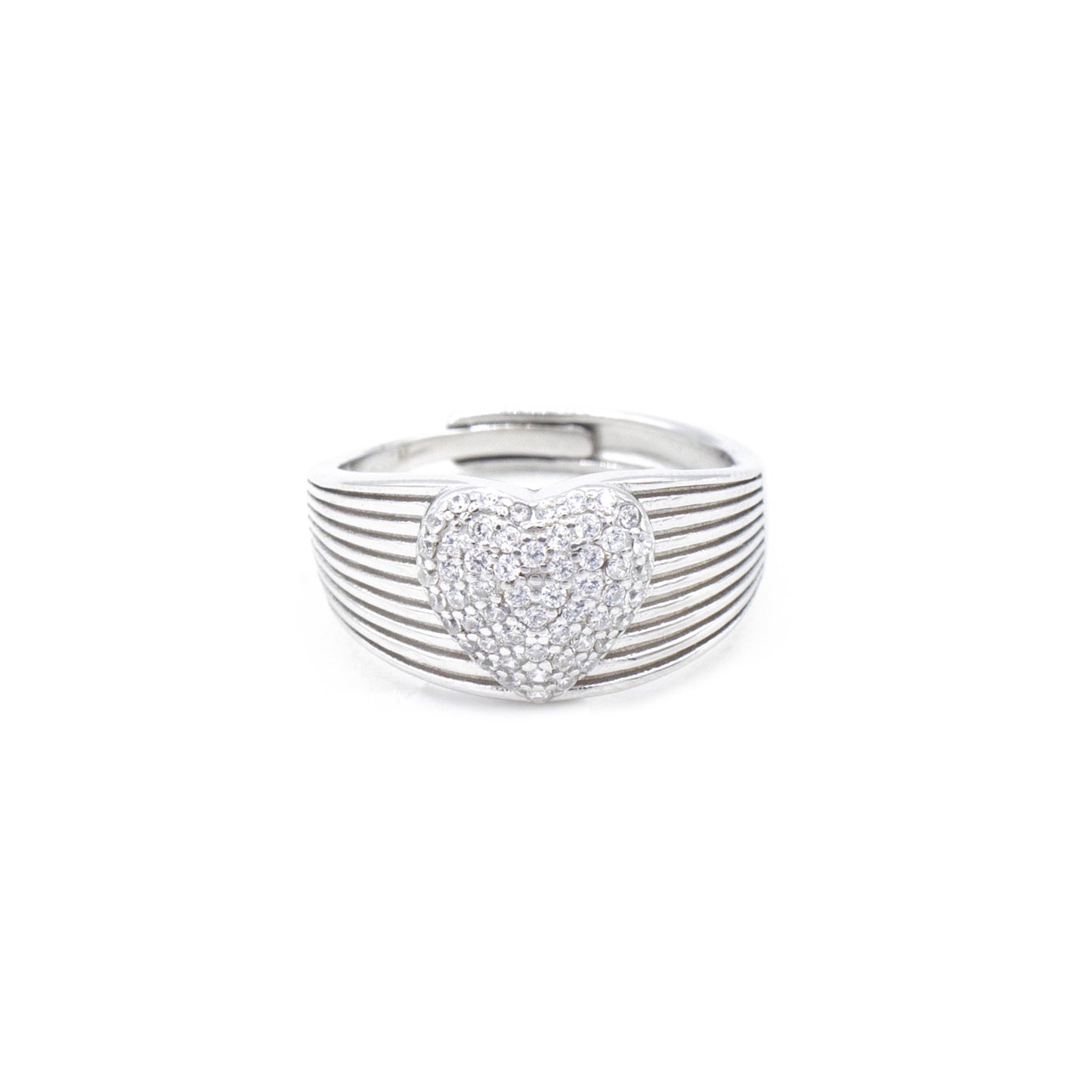 Anello Donna Cuore di Pavé Zirconi Bianchi - Gioielli Sant'Oro