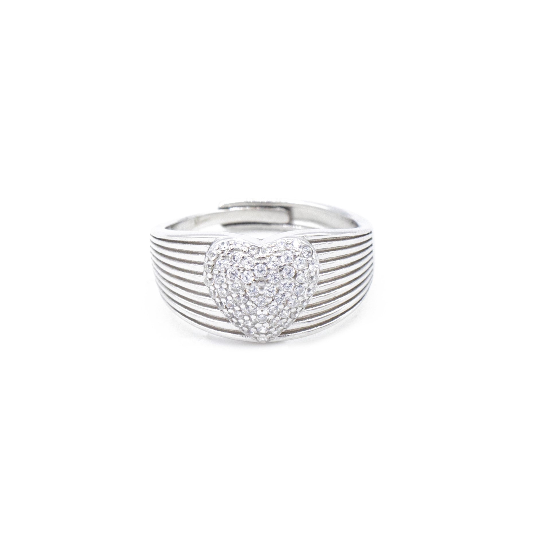Anello Donna Cuore di Pavé Zirconi Bianchi - Gioielli Sant'Oro