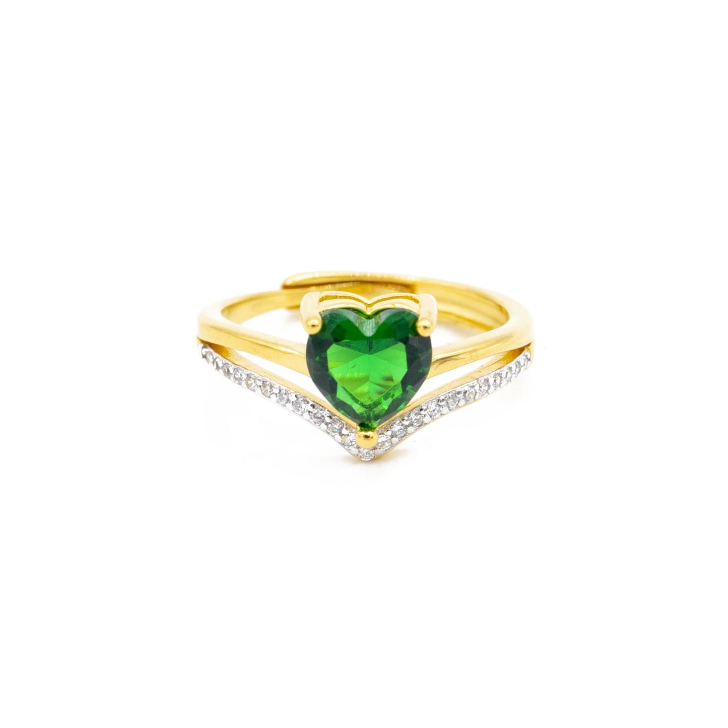 Anello Donna Zircone Cuore Verde - Gioielli Sant'Oro