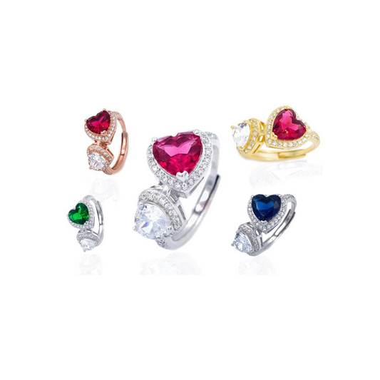 Anello Donna Doppio Cuore e Zirconi - Gioielli Sant'Oro