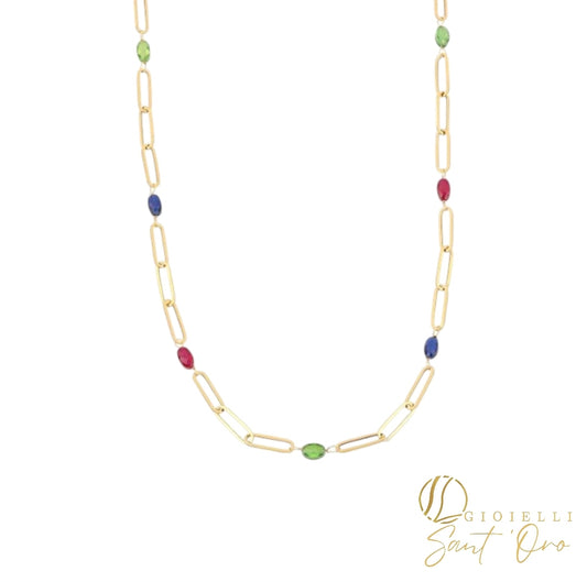 Collana Donna con Pietre Multicolor in Oro 18kt - Gioielli Sant’Oro