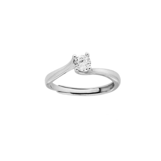 Anello Solitario da Donna con Zircone bianco in Argento 925