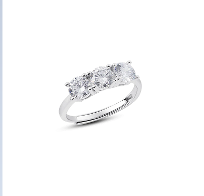 Anello Trilogy da Donna con zirconi bianchi taglio brillante in Argento 925