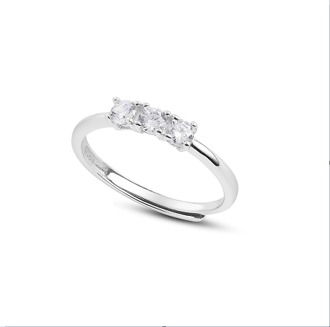 Anello Trilogy da Donna con zirconi bianchi taglio brillante in Argento 925